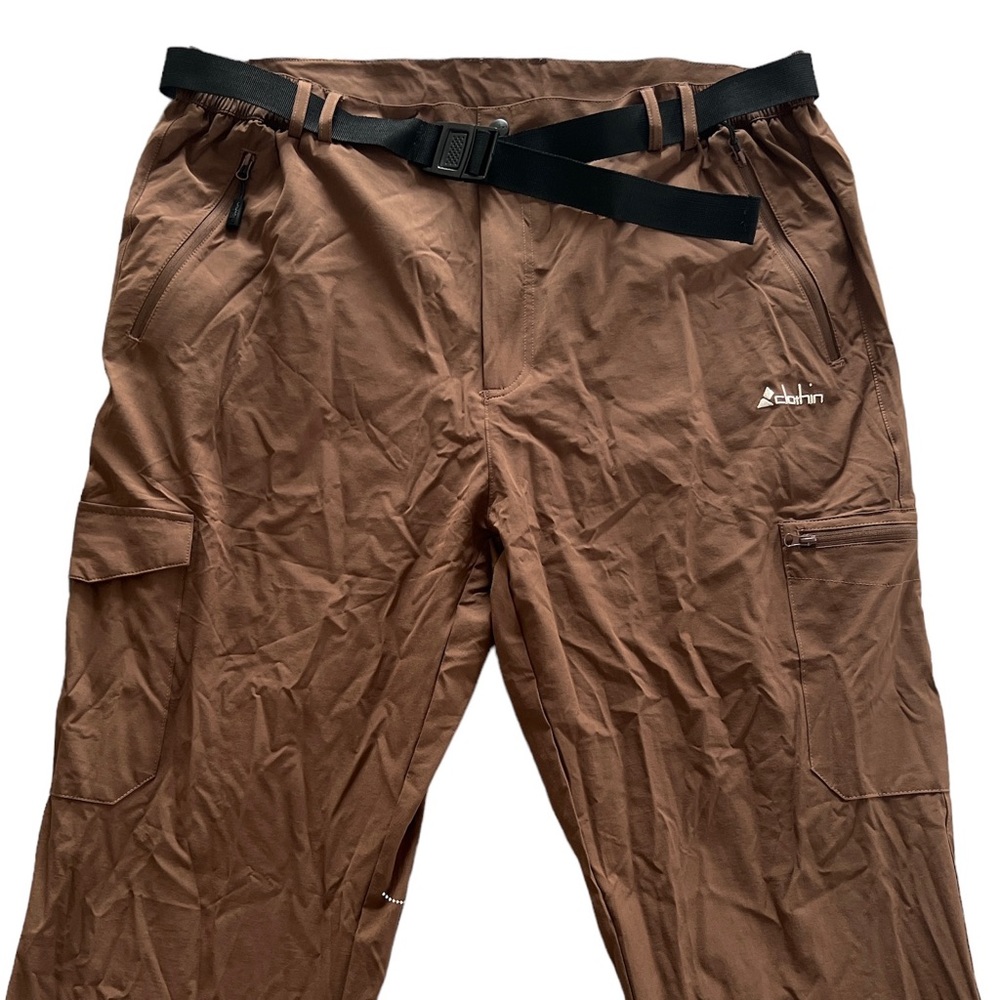 Clothin Men’s Hiking Pants Brown Nylon Lightweight Breathable Work Size L 30L
